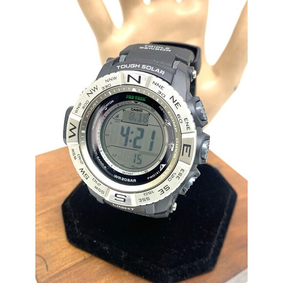 Casio Pro Trek Men's Watch PRW-3500 Solar Triple Sensor Digital Black Resin 3414 - Picture 1 of 14